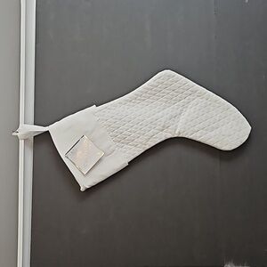Waterford Fine Linens winter white cream quilted Christmas stocking